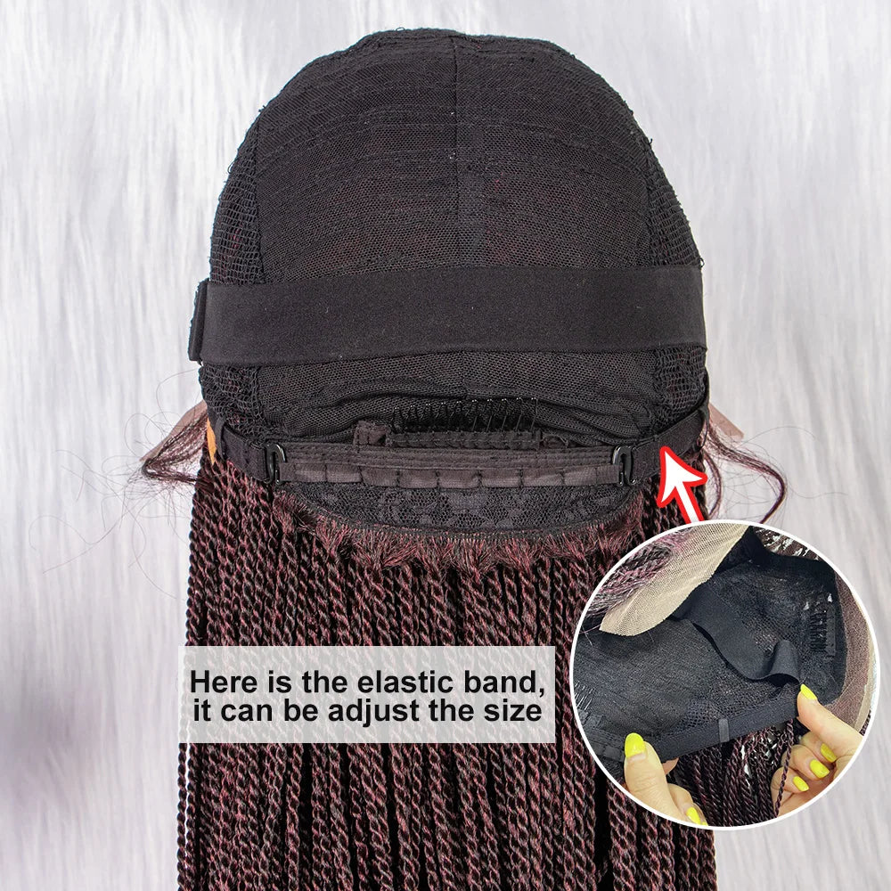 30" Twist Braided Lace Front Wig | Knotless Braids | Long Straight Hair | Heat Resistant Synthetic Wig | For Black Women