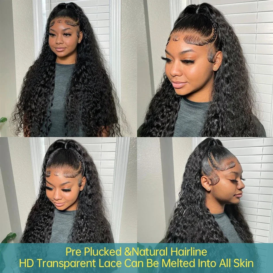 250% Density 30-34 Inch 13x6 HD Transparent Lace Frontal Wig - Deep Wave - Virgin Human Hair
