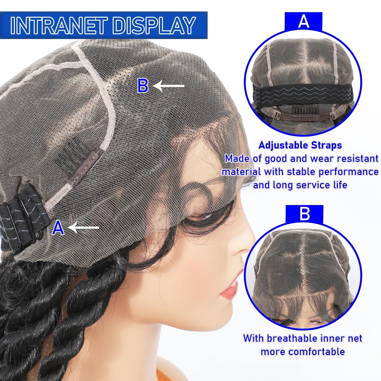 36" Hand-Tied Faux Locs Full Lace Wig | Transparent Lace | Goddess Braids | Synthetic Braided Wig