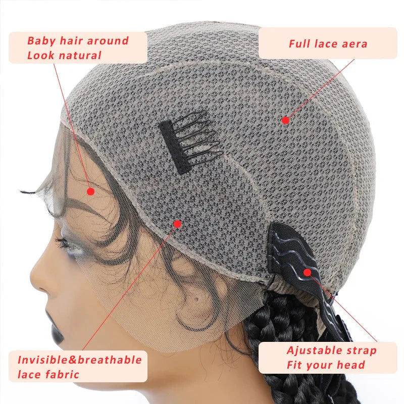 36" Ombre Honey Blonde Box Braids Wig | Full Lace | Cornrow Accents | Black to Blonde