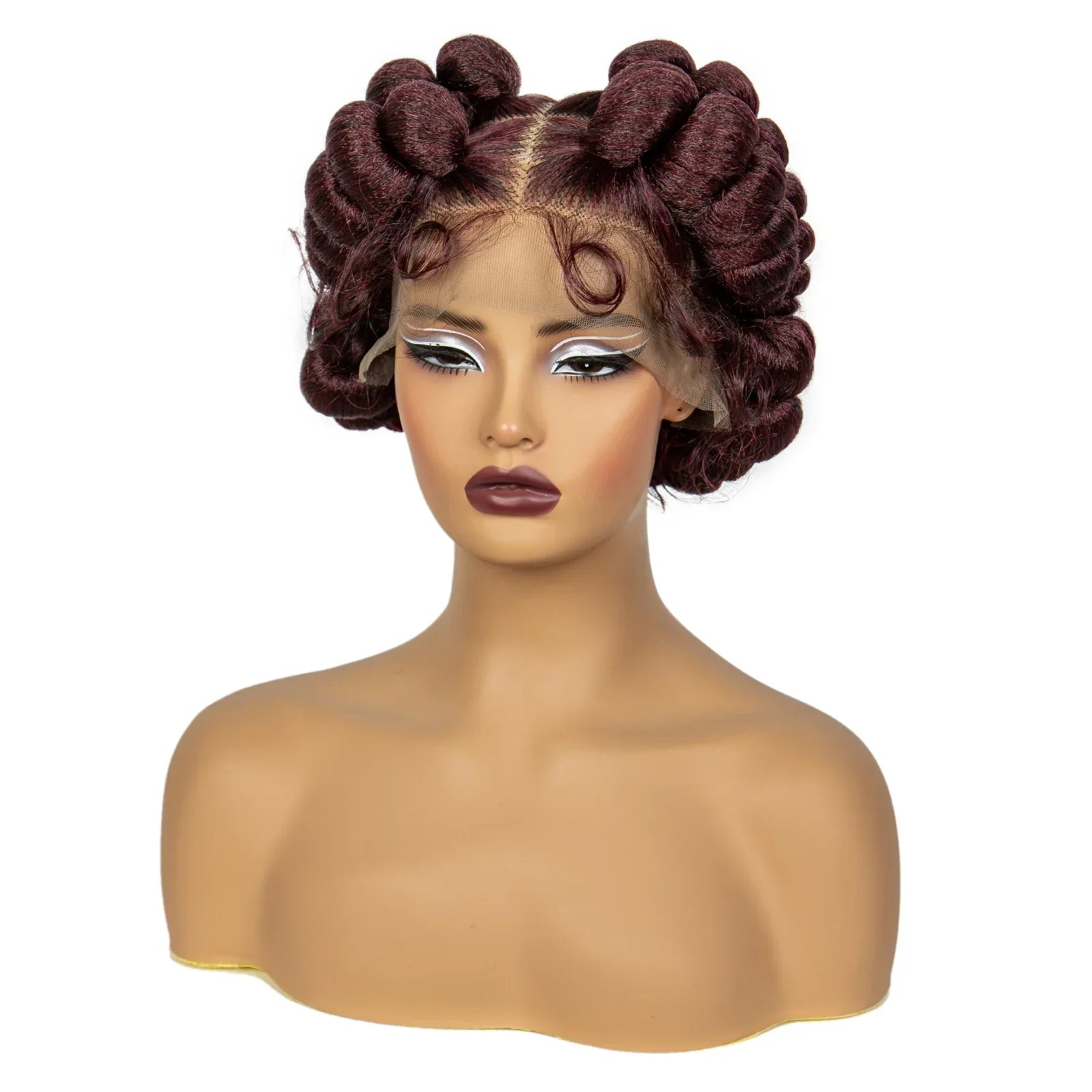 613 Blonde Short Cute Handmade Bantu Knotless Braided Wig | Full Lace Synthetic Wig for Black Women