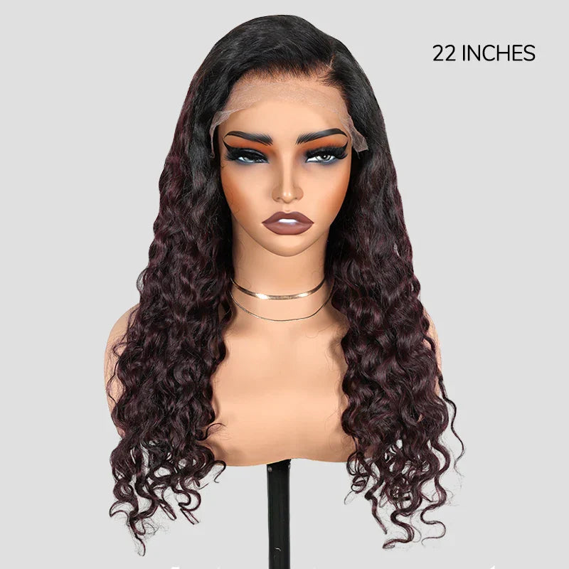 7x6 Burgundy PartingMax Glueless HD Lace Wig | Straight Body Wave Water Wave Burmese Curly