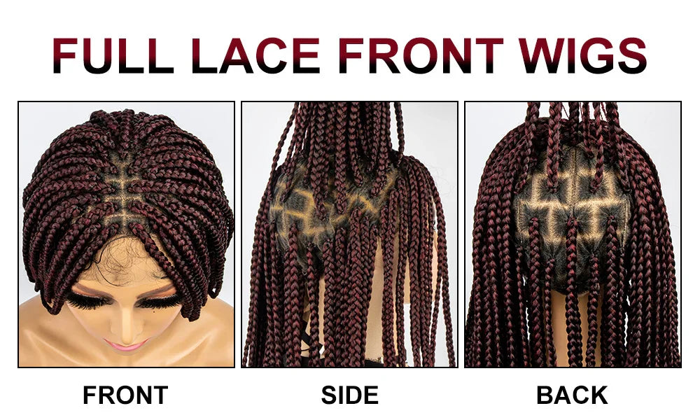 36" Knotless Box Braids Full Lace Wig | Crochet Braids | Synthetic Braiding Hair | Black Women