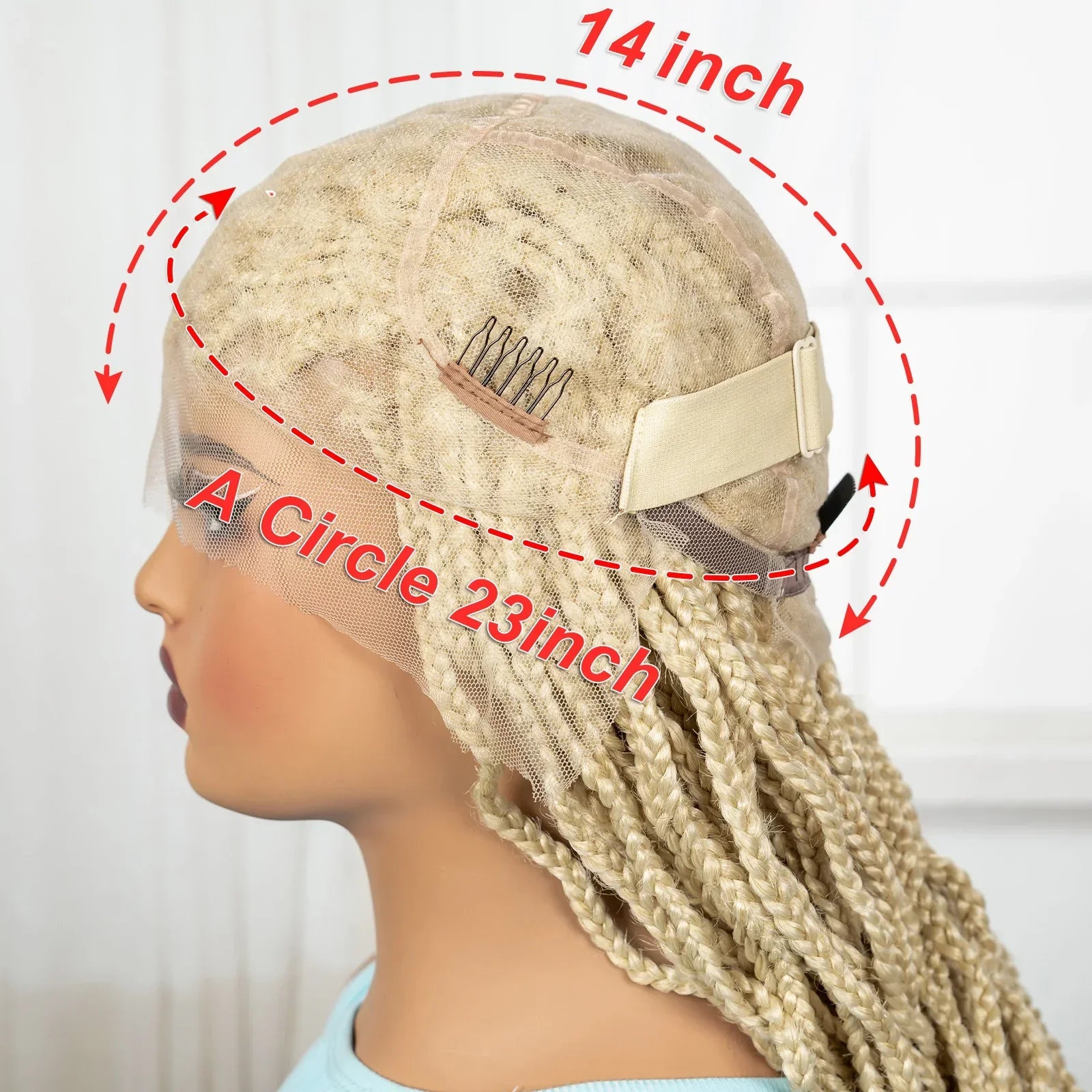 36" Long 613 Blonde Knotless Box Braids Wig | Full Lace Frontal Twist