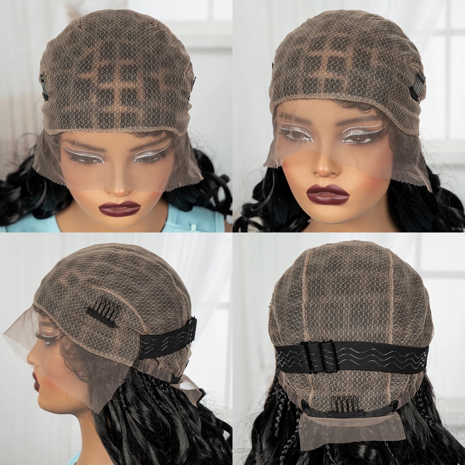 18" Bouncy Wavy Knotless Braids Wig | Full Lace | Bangs | Baby Hair