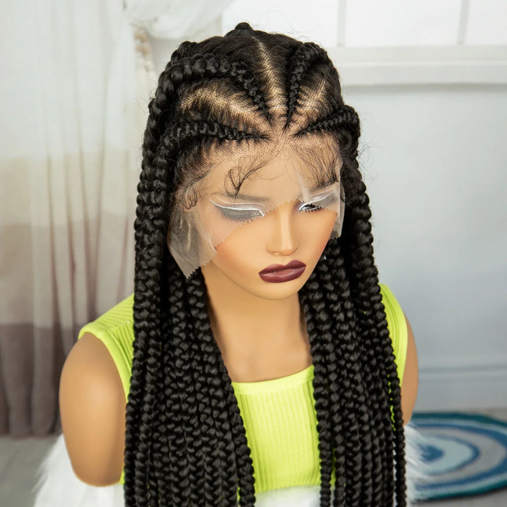 38" Cornrow Knotless Braids Wig | Full Lace | Baby Hair | Long Braids