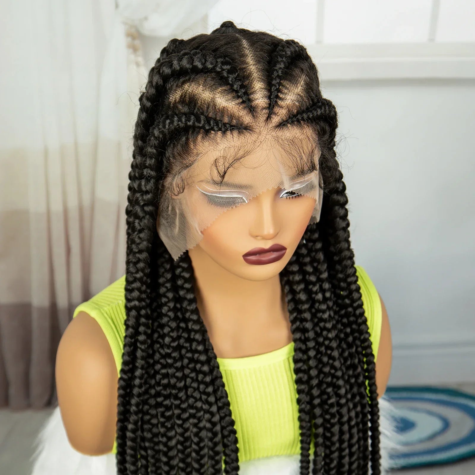 38" Cornrow Knotless Braids Wig | Full Lace | Baby Hair | Long Braids