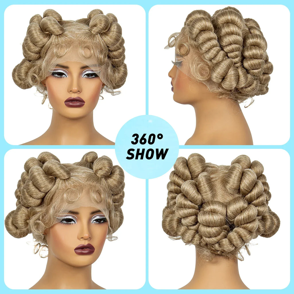 350# Ginger Orange Bantu Knotless Braids Wig | Full Lace | Baby Hair