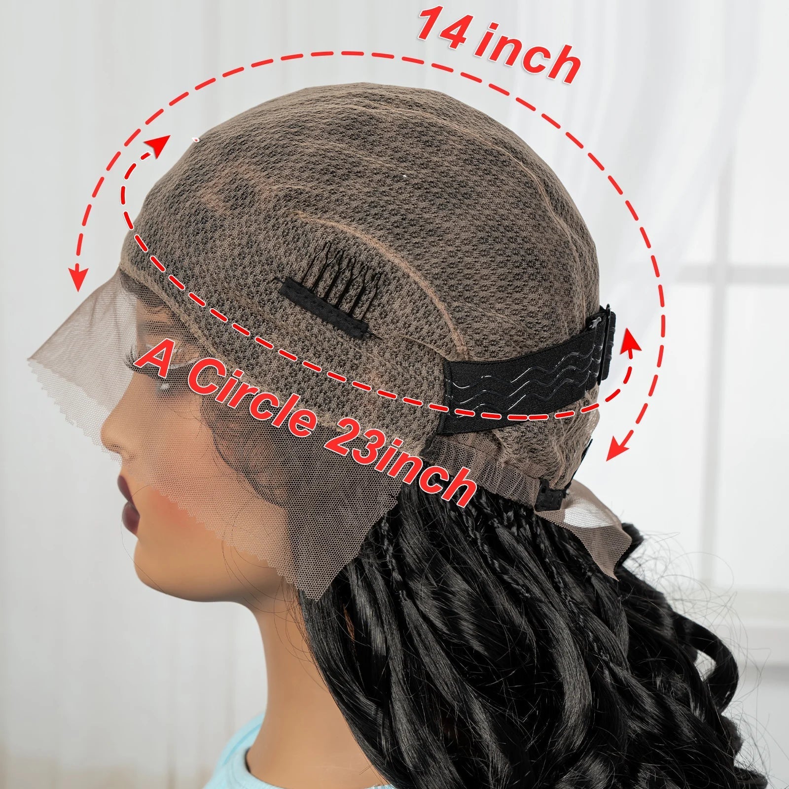 18" Bouncy Wavy Knotless Braids Wig | Full Lace | Bangs | Baby Hair