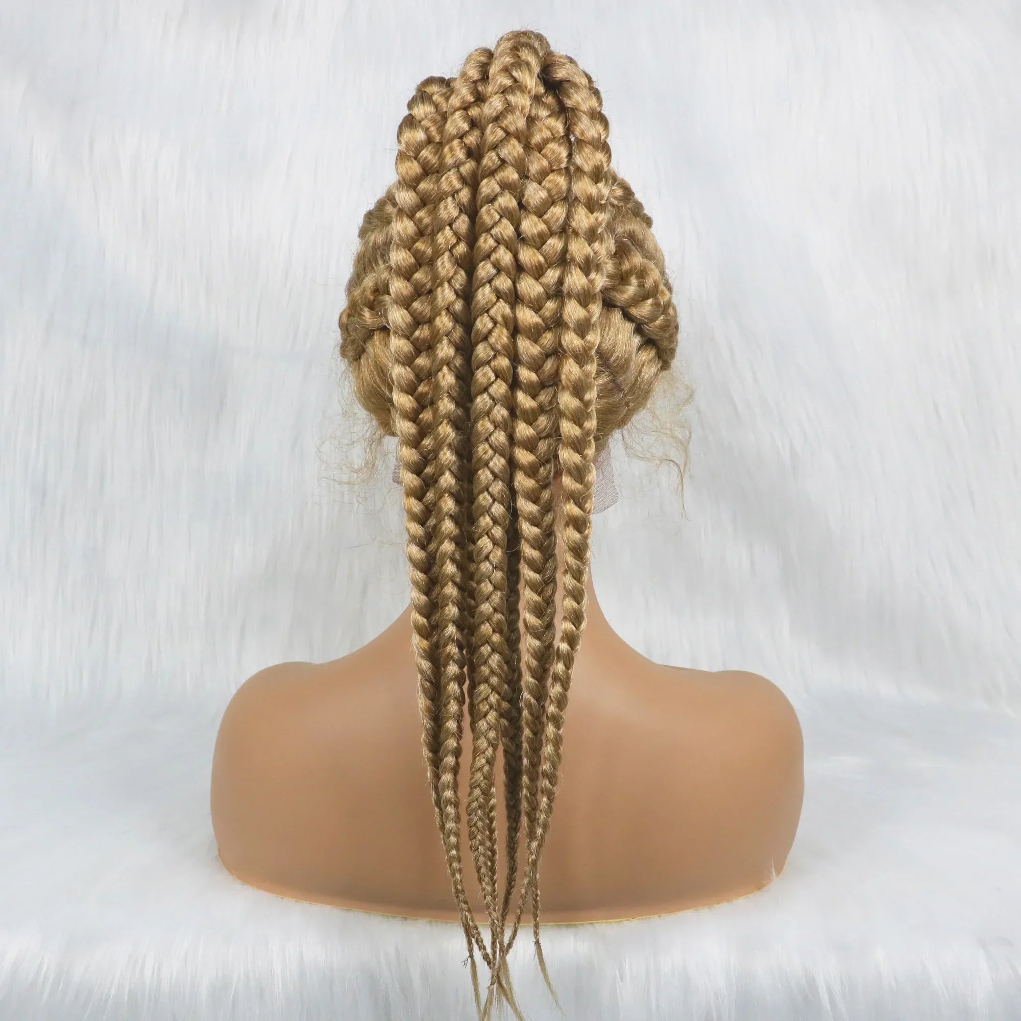 24" Box Braids 360 Lace Front Wig | Ponytail Style | Baby Hair | Synthetic African Braiding Hair