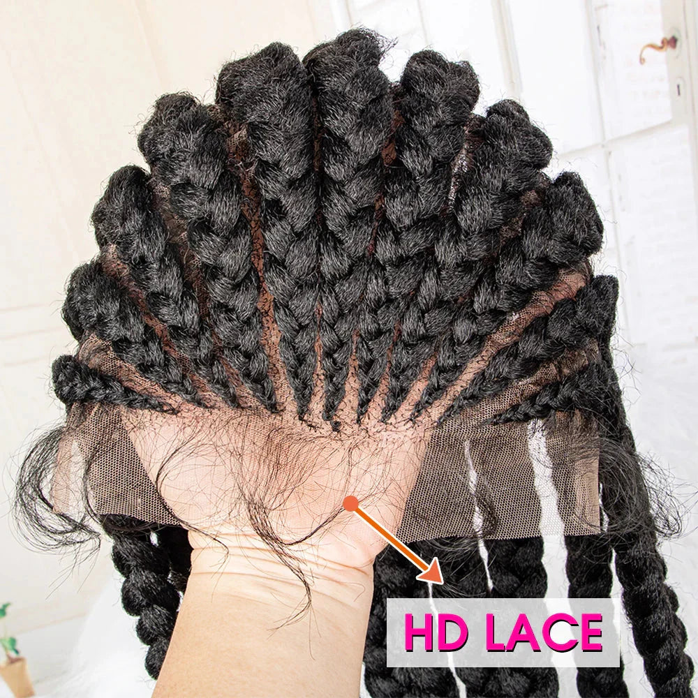 36" Box Braids Full Lace Wig | Baby Hair | Heat Resistant Synthetic Braids | Black Women