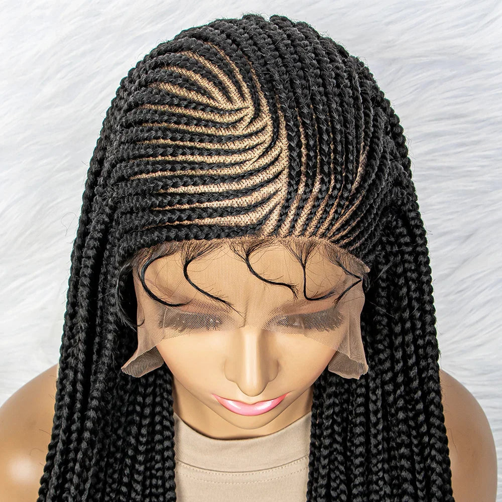 13x6 Lace Front Knotless Box Braided Wig with Baby Hair | Trendy Synthetic Braids Wig for Black Women