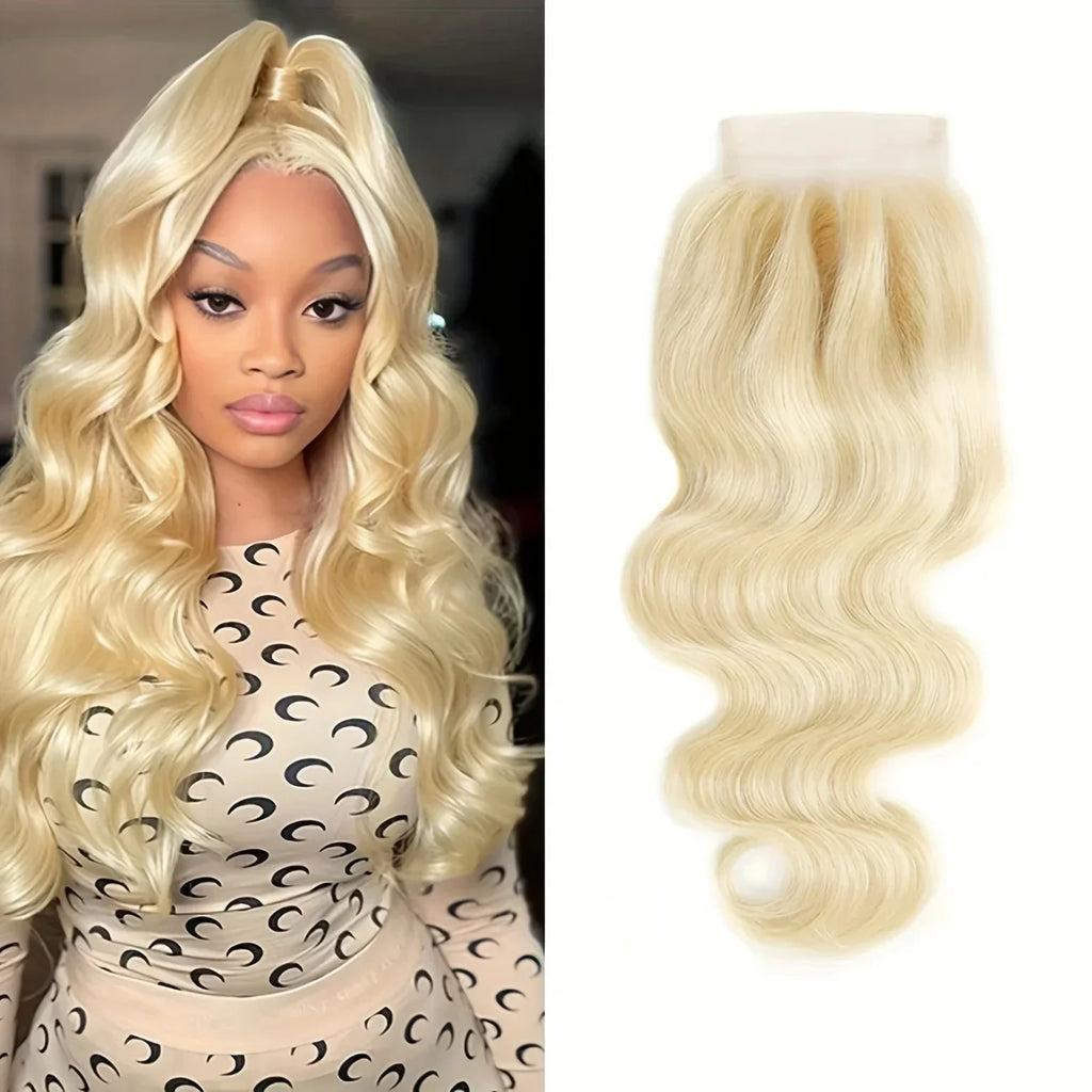 613 Blonde Body Wave 4x4 Lace Closure | Transparent Swiss Lace Brazilian Remy Human Hair