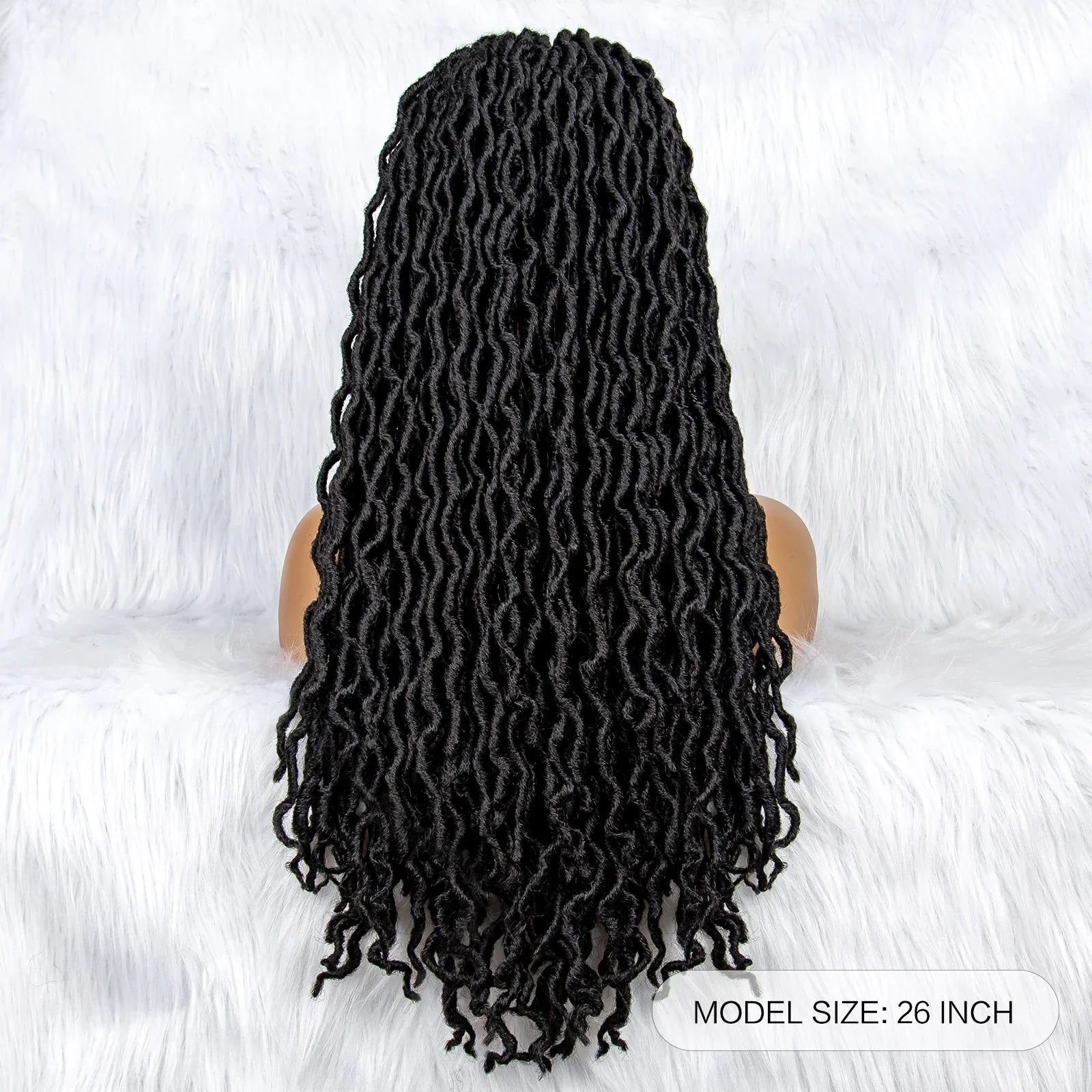 26" Goddess Locs Braided Wig | Lace Front Faux Locs Wig with Baby Hair | Synthetic Dreadlock Braids Wig for Women | Transparent Lace