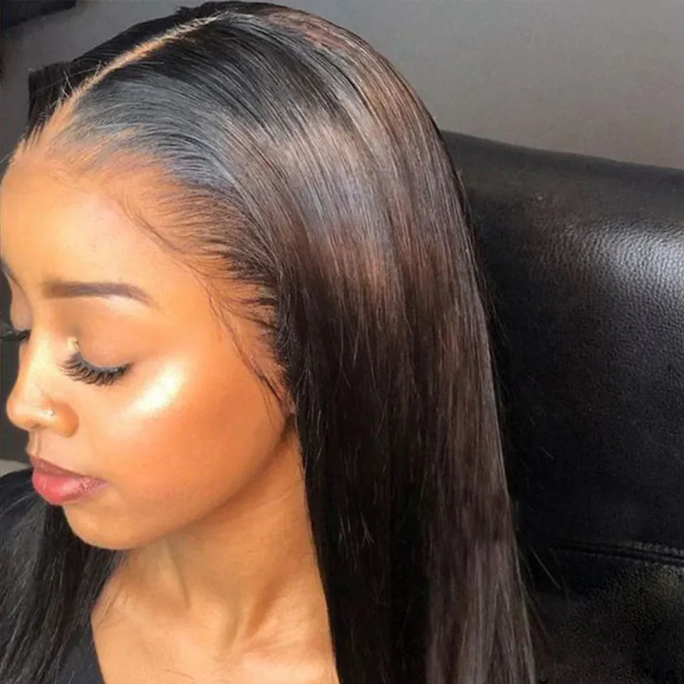 32 Inch Bone Straight T-Part Lace Front Wig | Transparent & Pre-Plucked Brazilian Remy Human Hair