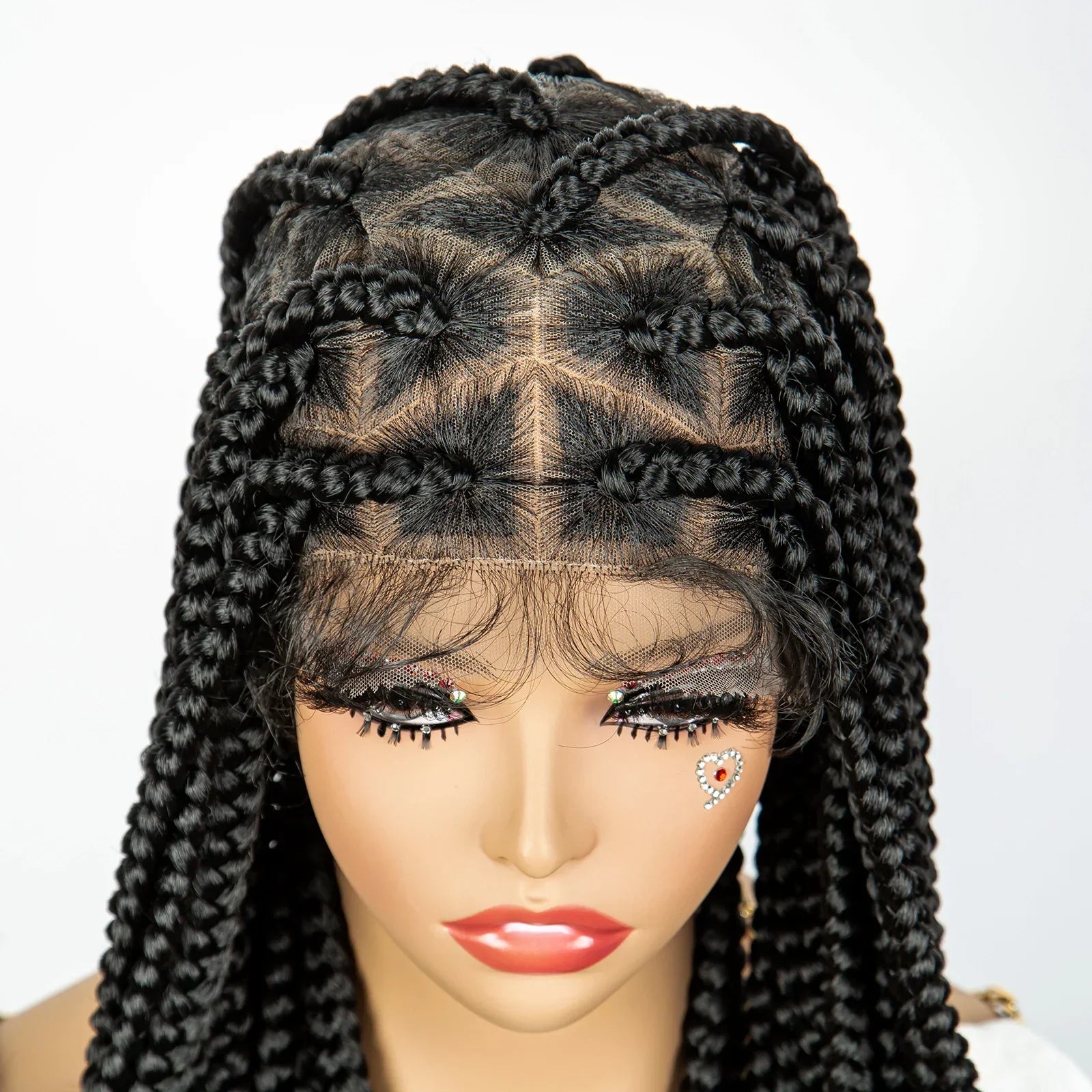 32" Triangle Knotless Box Braids Wig | KIMA Full Lace Front Braided Wig | Transparent Lace | Synthetic Braids