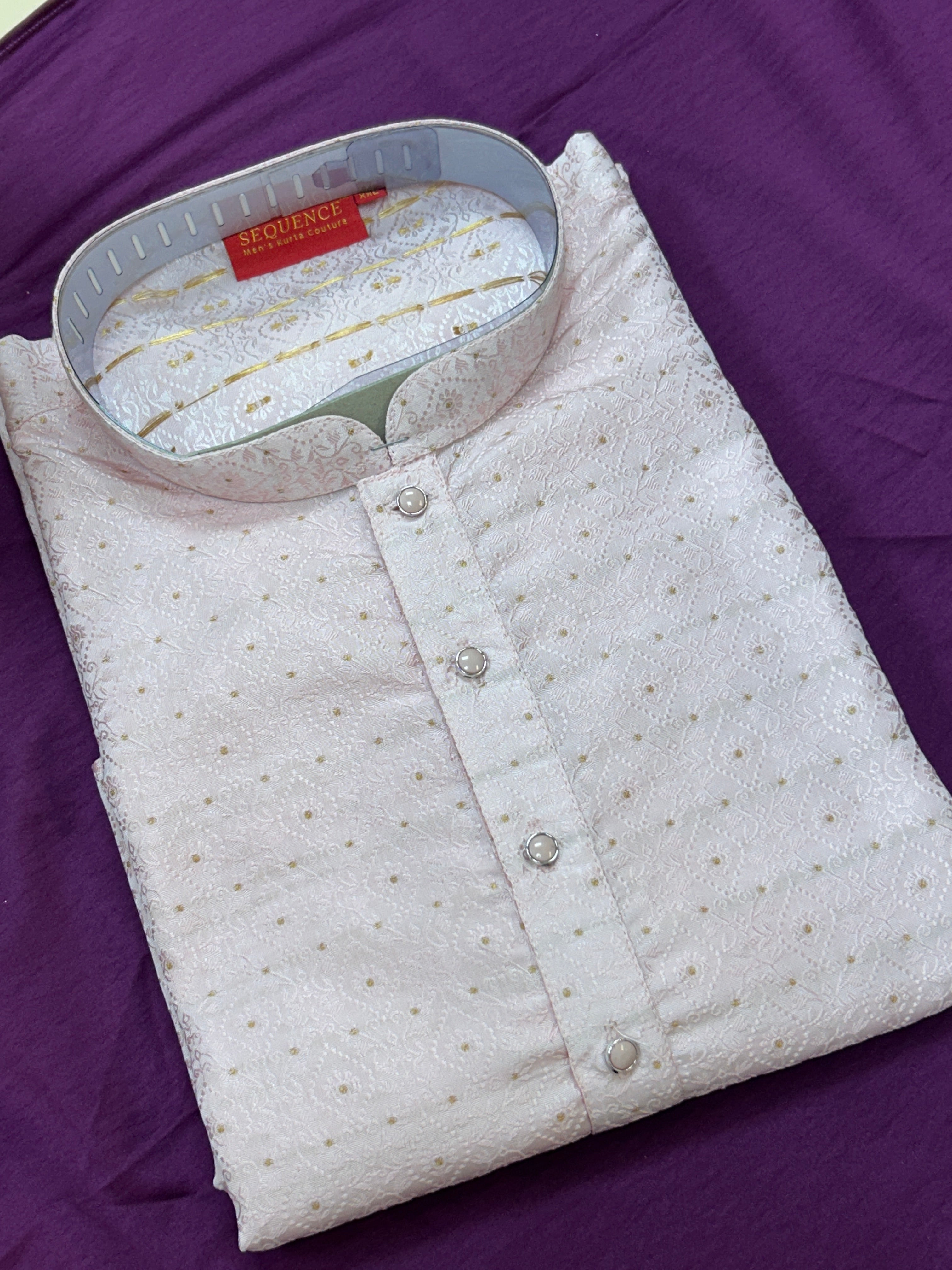 Baby pink silk kurta set