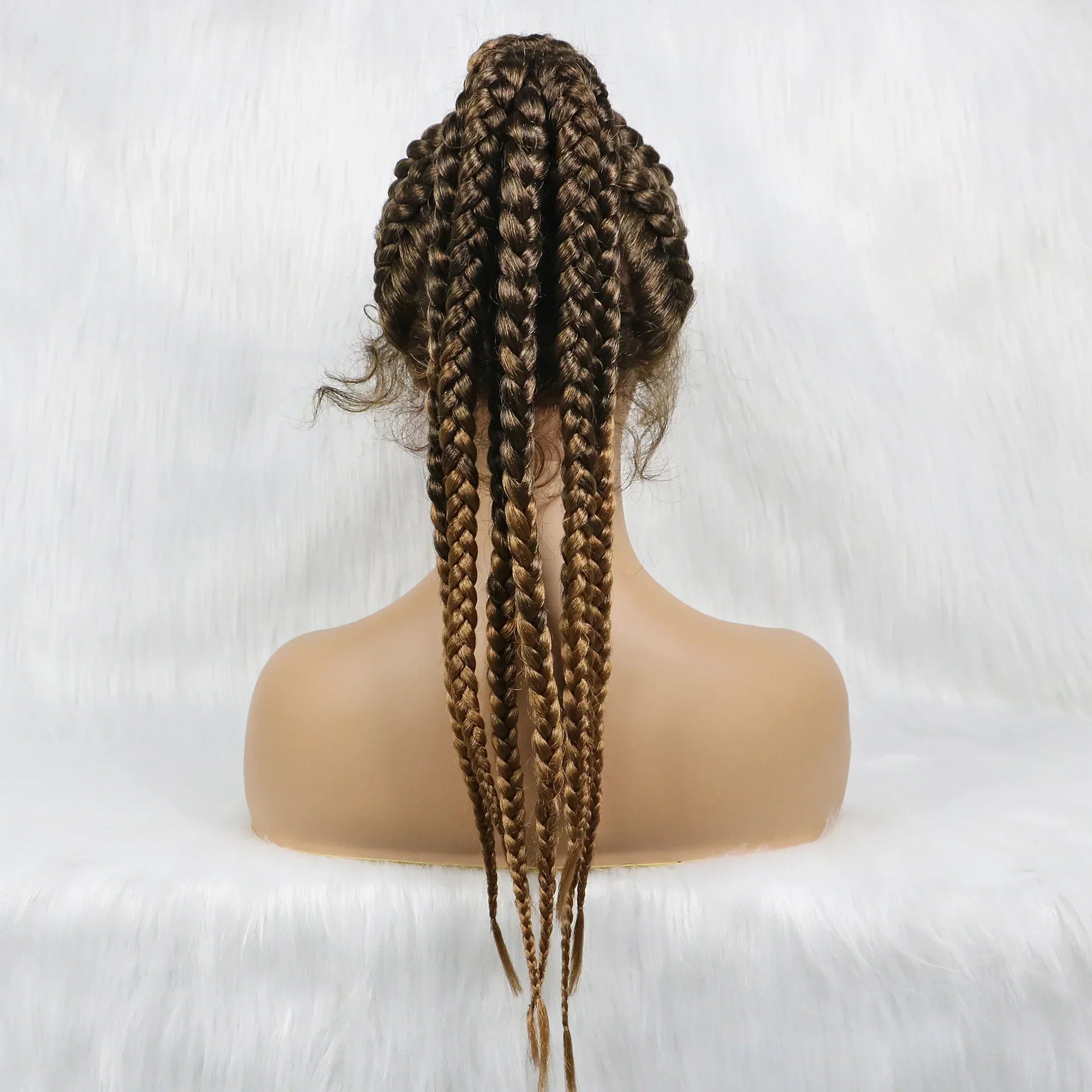 24" Box Braids 360 Lace Front Wig | Ponytail Style | Baby Hair | Synthetic African Braiding Hair