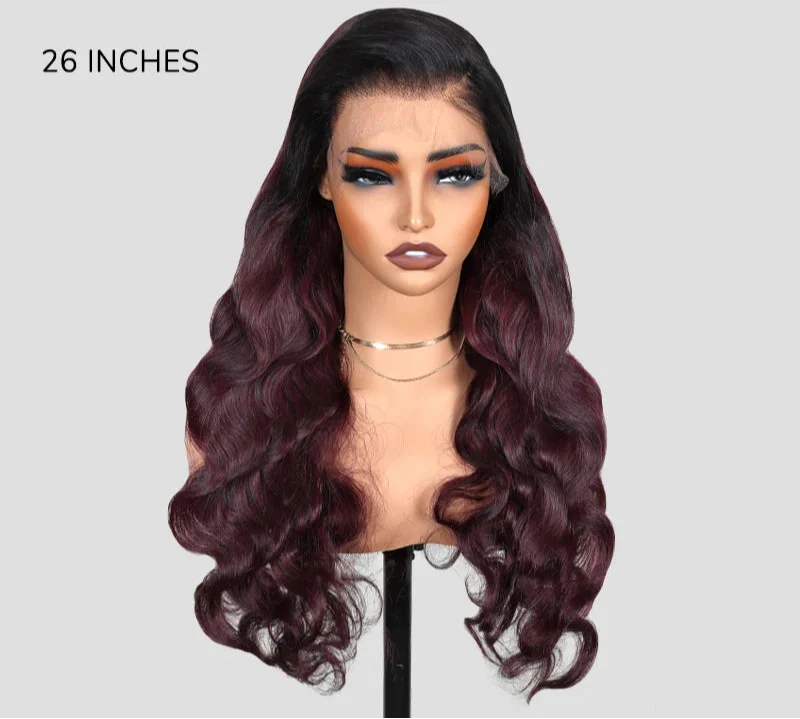 7x6 Burgundy PartingMax Glueless HD Lace Wig | Straight Body Wave Water Wave Burmese Curly