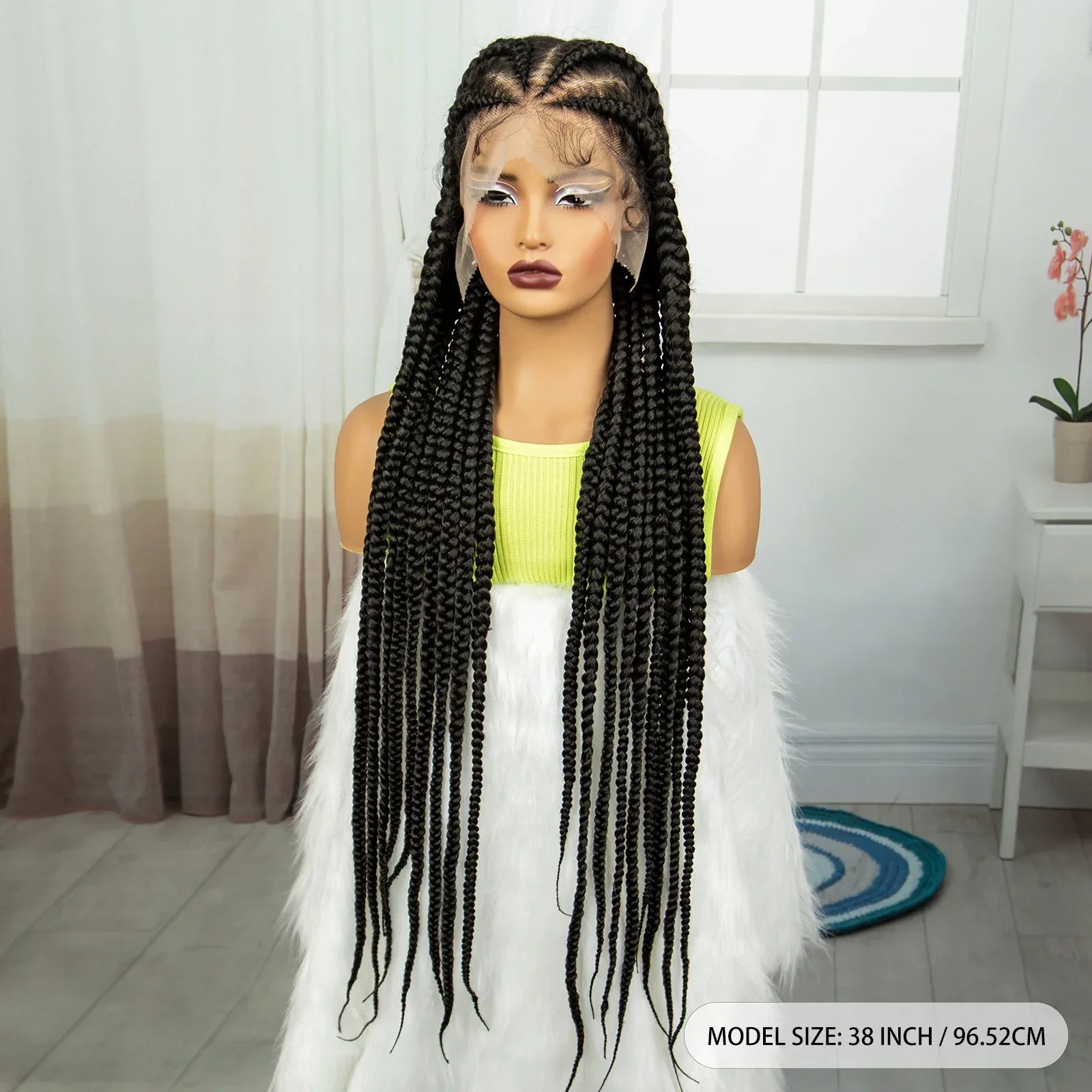 38" Cornrow Knotless Braids Wig | Full Lace | Baby Hair | Long Braids