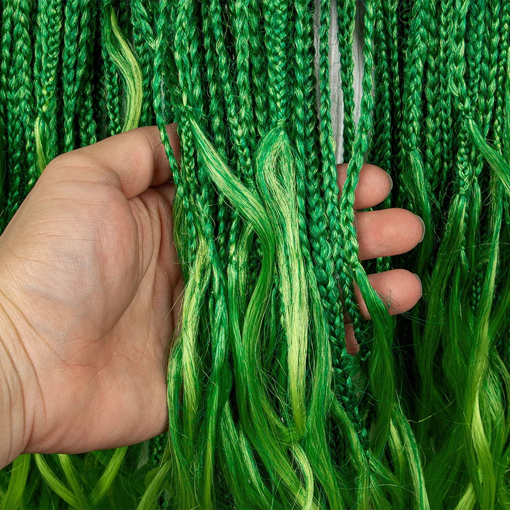 36" Water Wave Braided Wig | Lace Front | Baby Hair | Long Braids