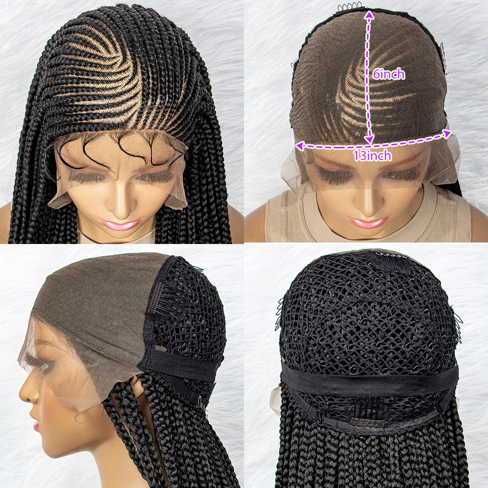 13x6 Lace Front Knotless Box Braided Wig with Baby Hair | Trendy Synthetic Braids Wig for Black Women