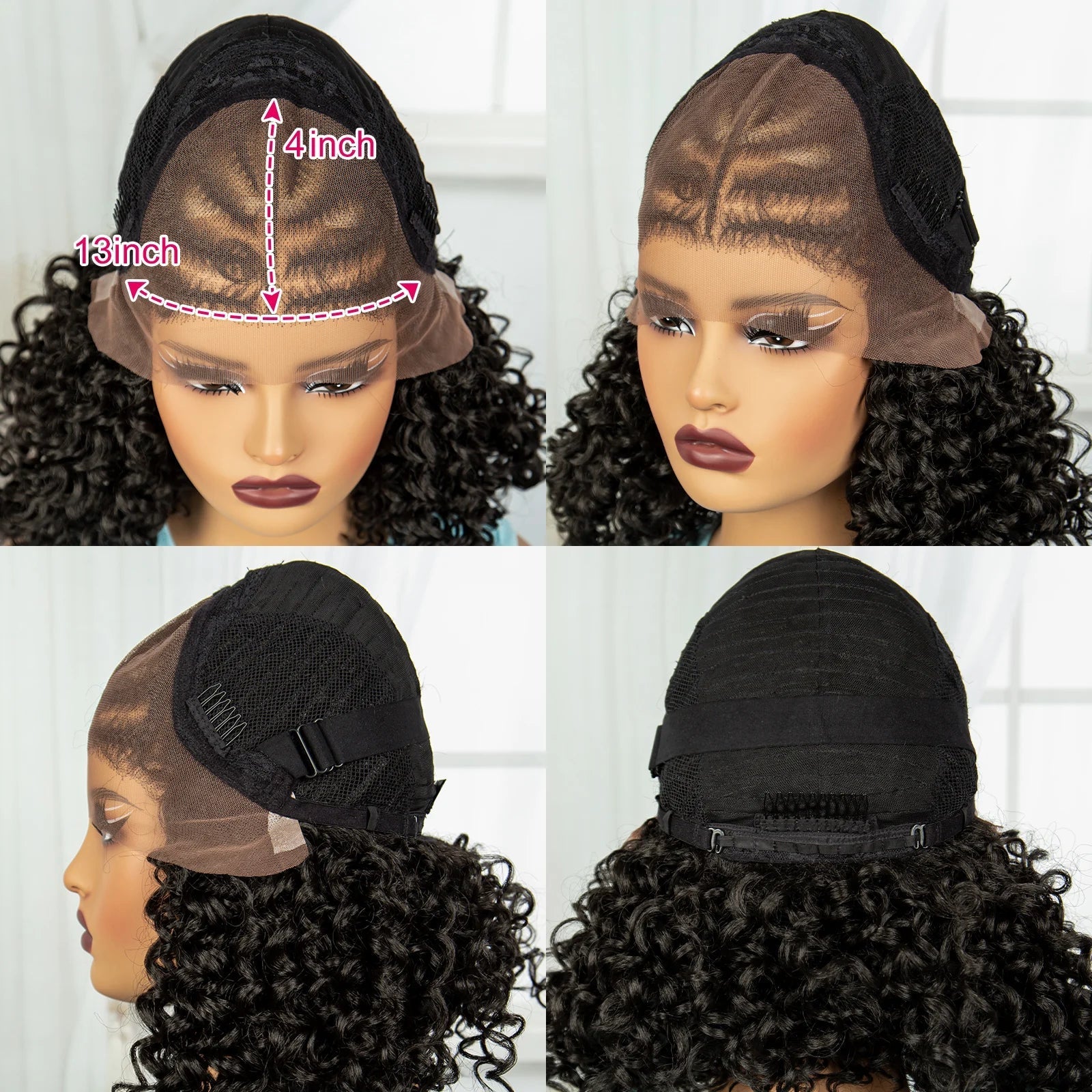 16" Cornrow Braids Wig with Afro Kinky Curly Ends | Knotless Lace Front | Baby Hair