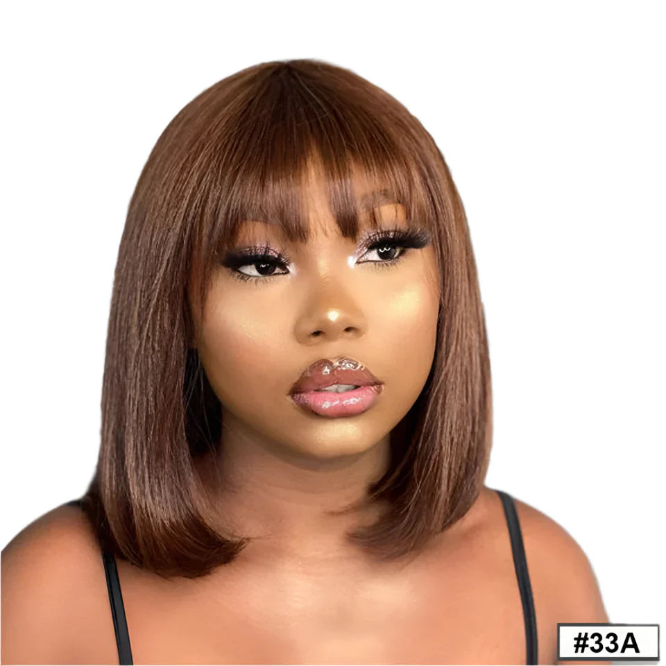 180% Density Straight Bob Wig | Easy Part Human Hair with Middle Part Ban