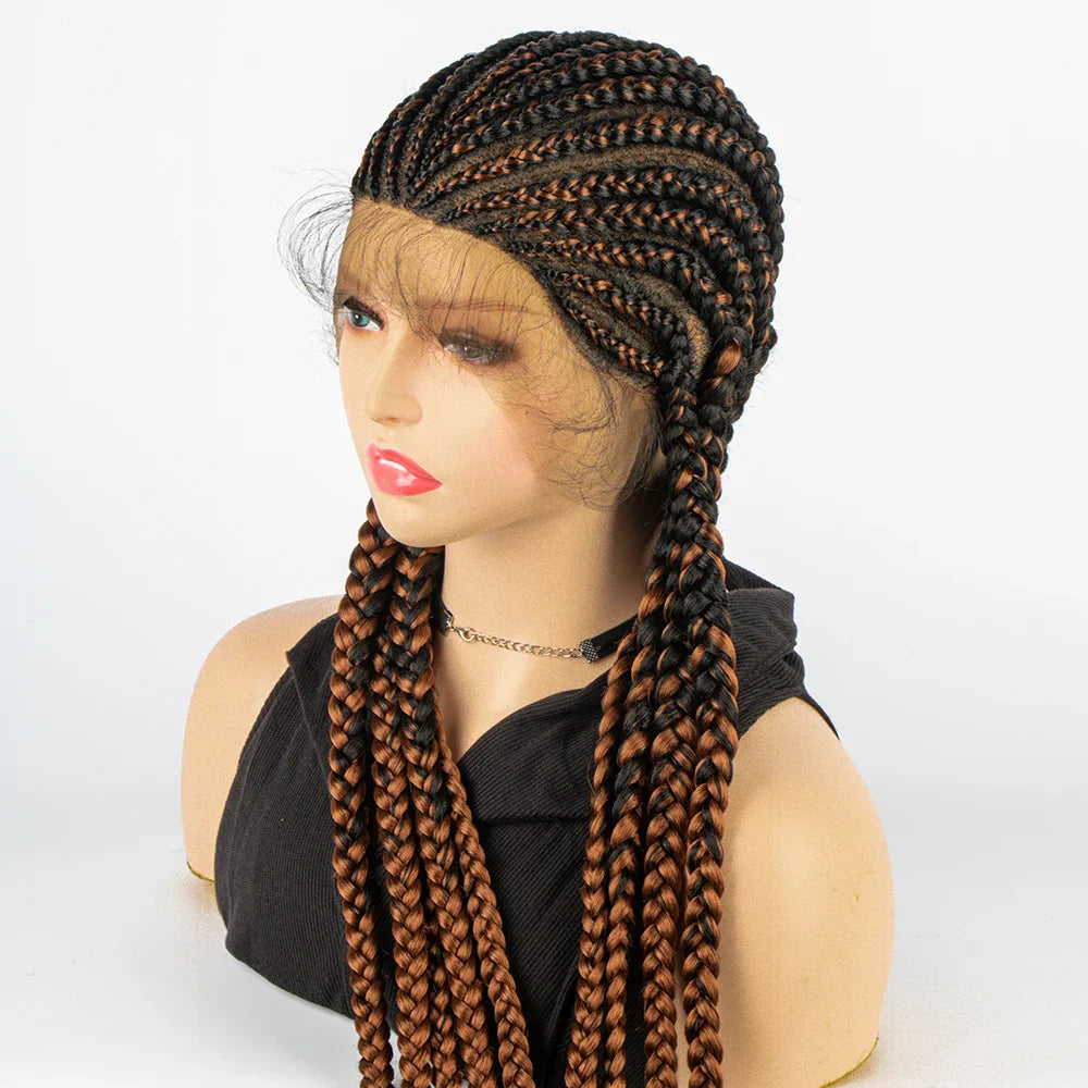 36" Long Cornrow Braids Wig | Full Lace Frontal | Baby Hair