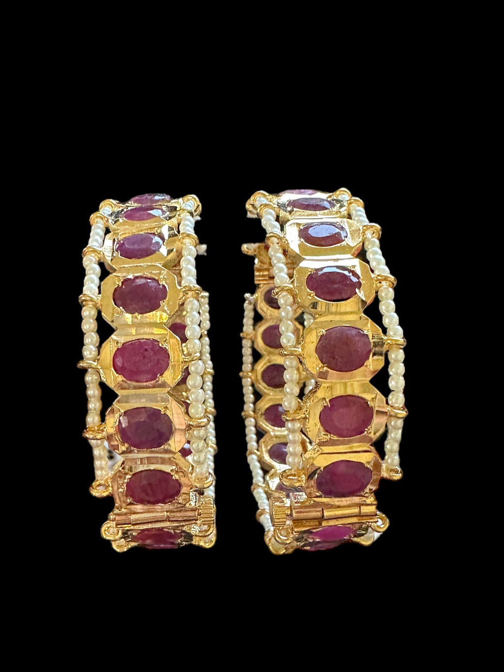 B156 Hyderabadi gold plated bangles in Ruby ( SHIPS IN 4 WEEKS )