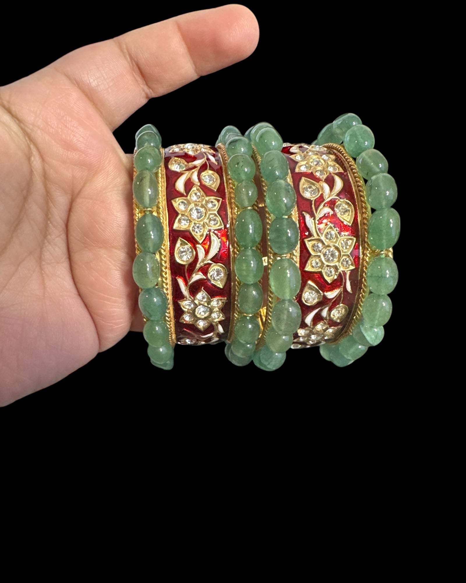 B399 Meenakari and emerald bangles (READY TO SHIP)