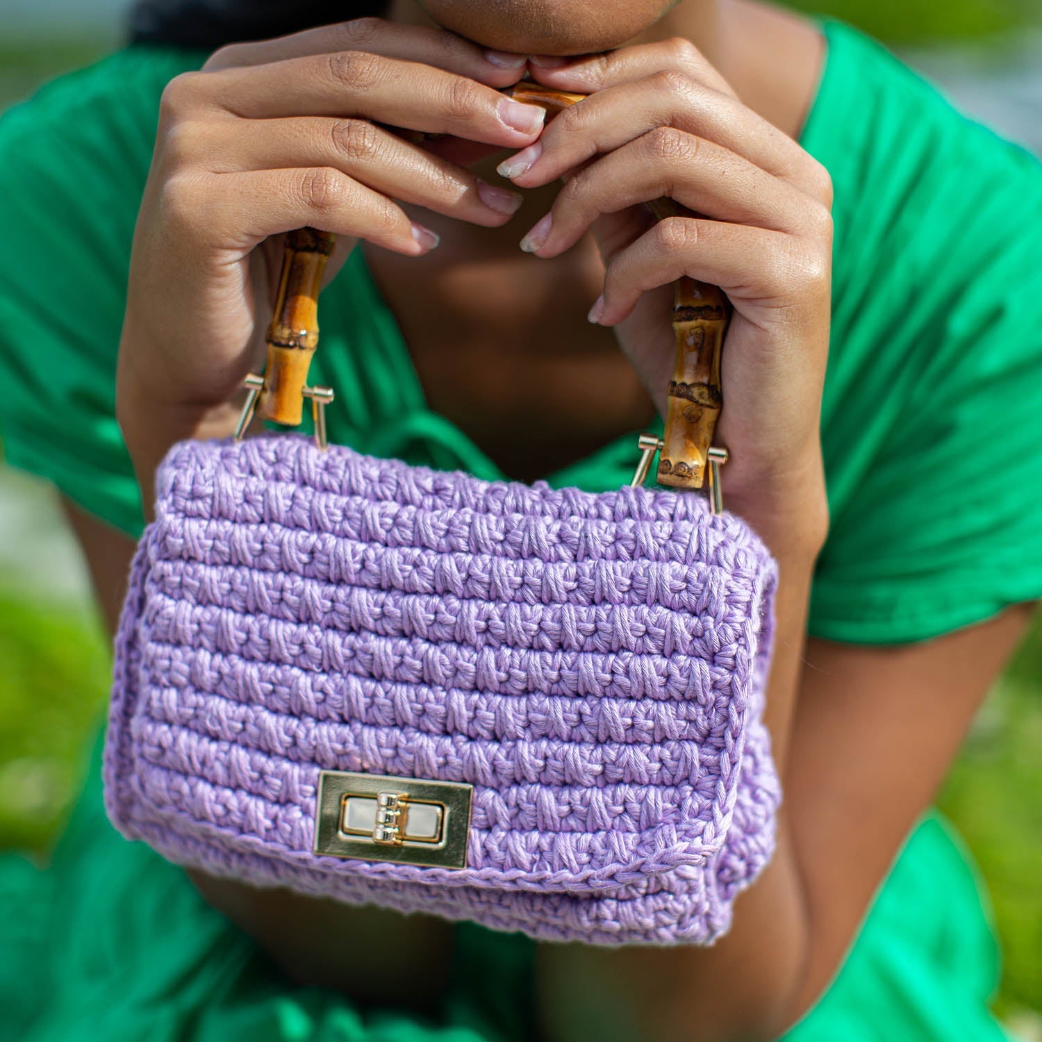 AIRMAIL Mini Crochet Handbag In Mauve Purple