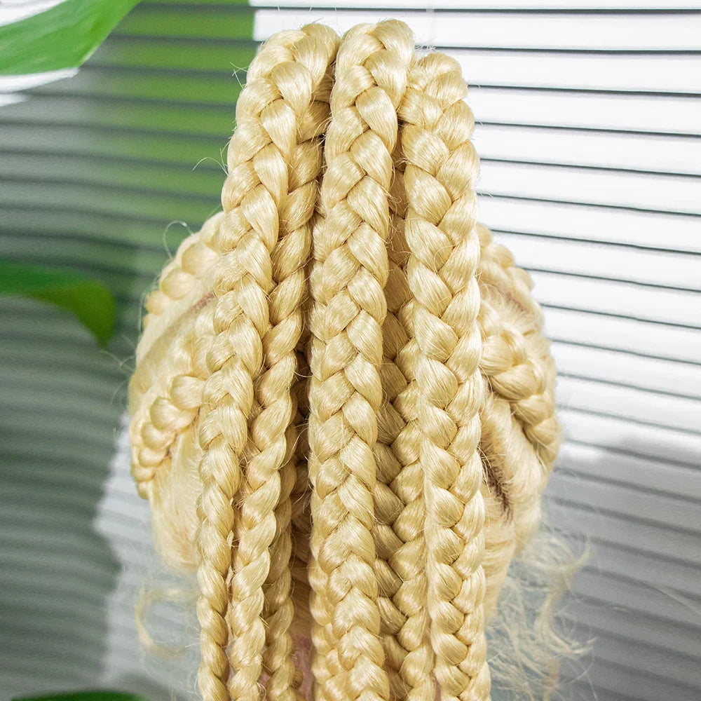 24" Box Braids 360 Lace Front Wig | Ponytail Style | Baby Hair | Synthetic African Braiding Hair