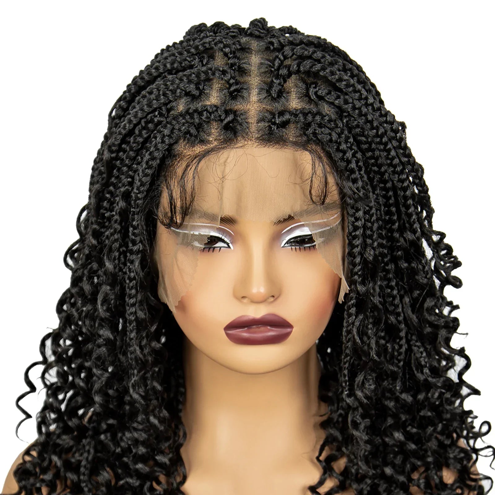 16" Deep Wave Knotless Braids Wig | Curly Ends | Full Lace | Baby Hair
