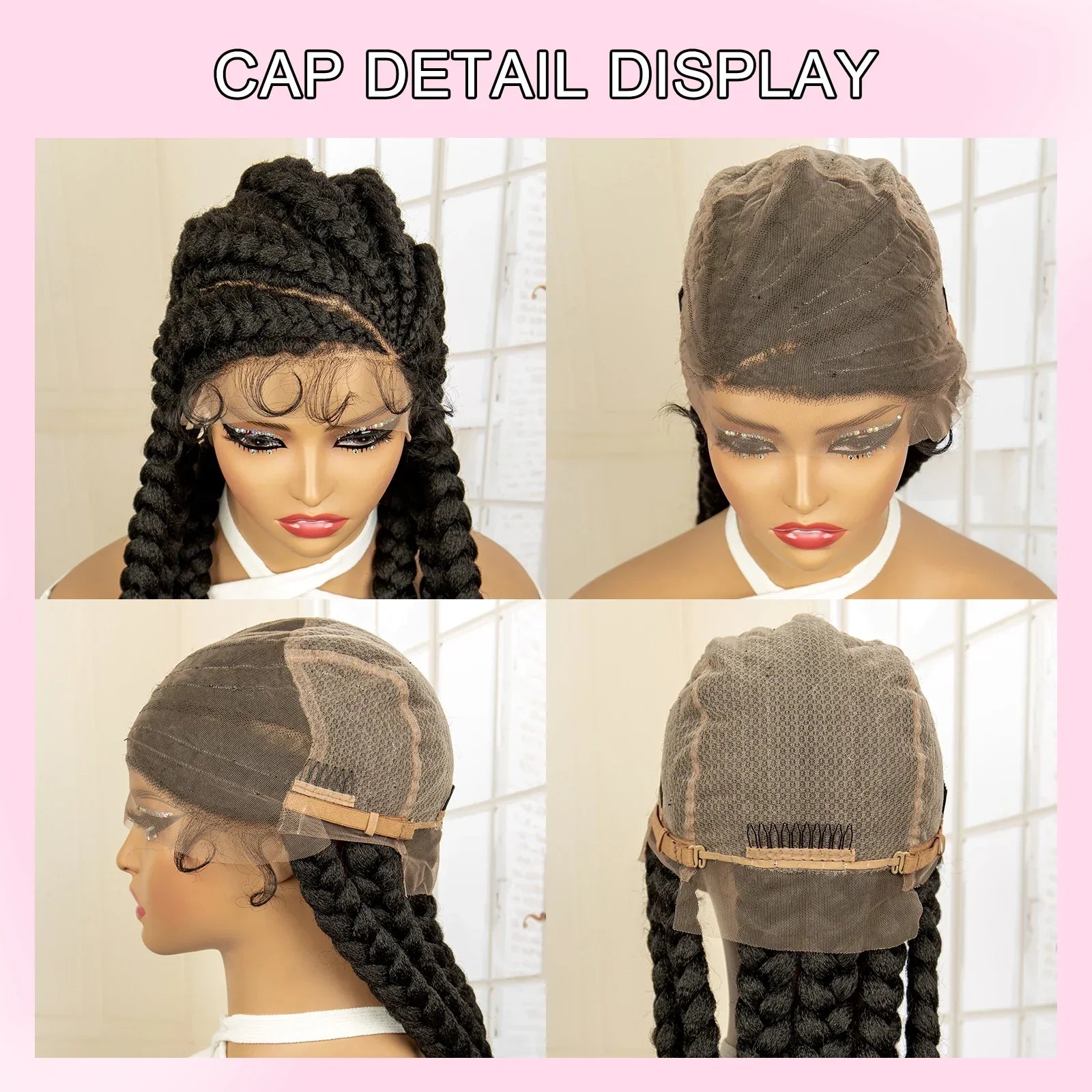 36" Extra Long Box Braided Full Lace Wig | Synthetic Braiding Wig | For Black Women | Lace Frontal Braids