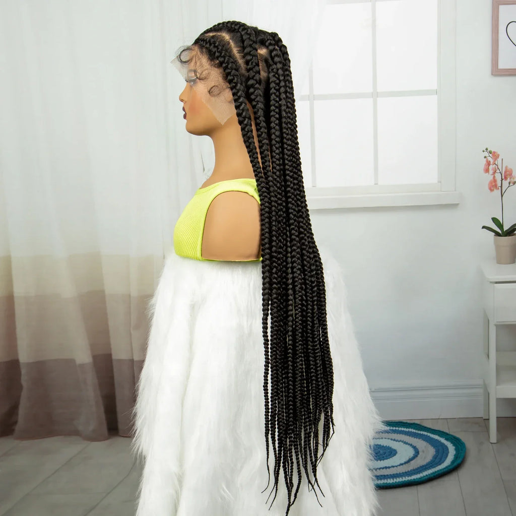 38" Cornrow Knotless Braids Wig | Full Lace | Baby Hair | Long Braids