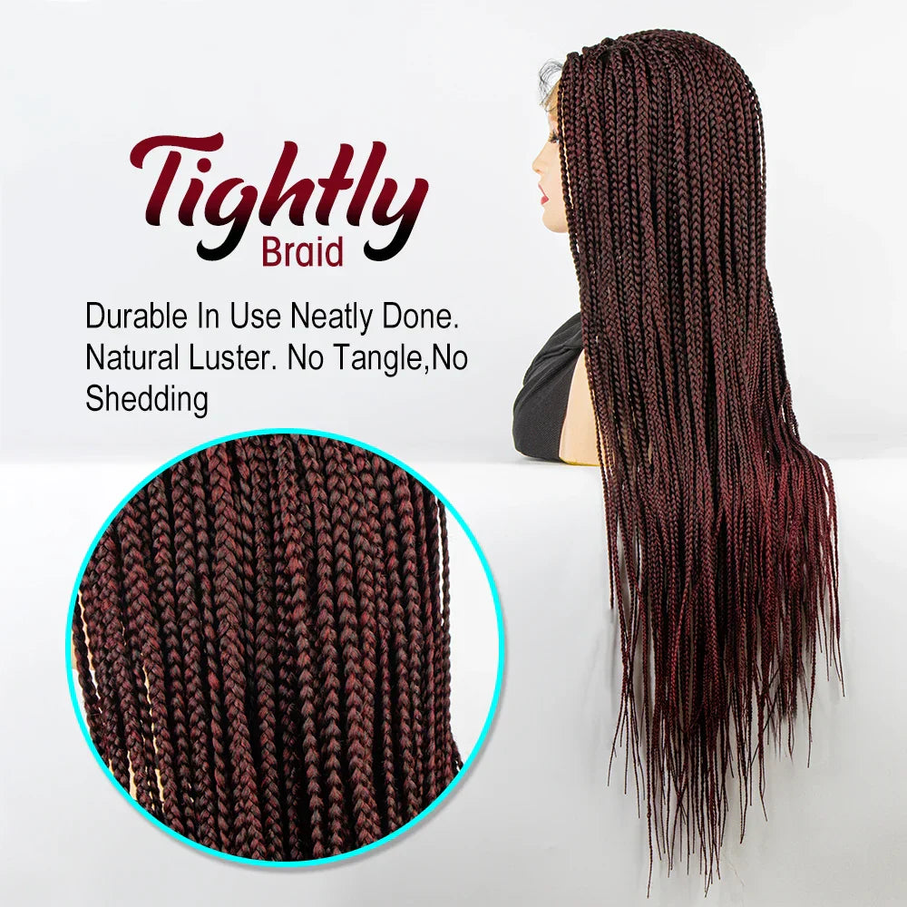 36" Knotless Box Braids Full Lace Wig | Crochet Braids | Synthetic Braiding Hair | Black Women