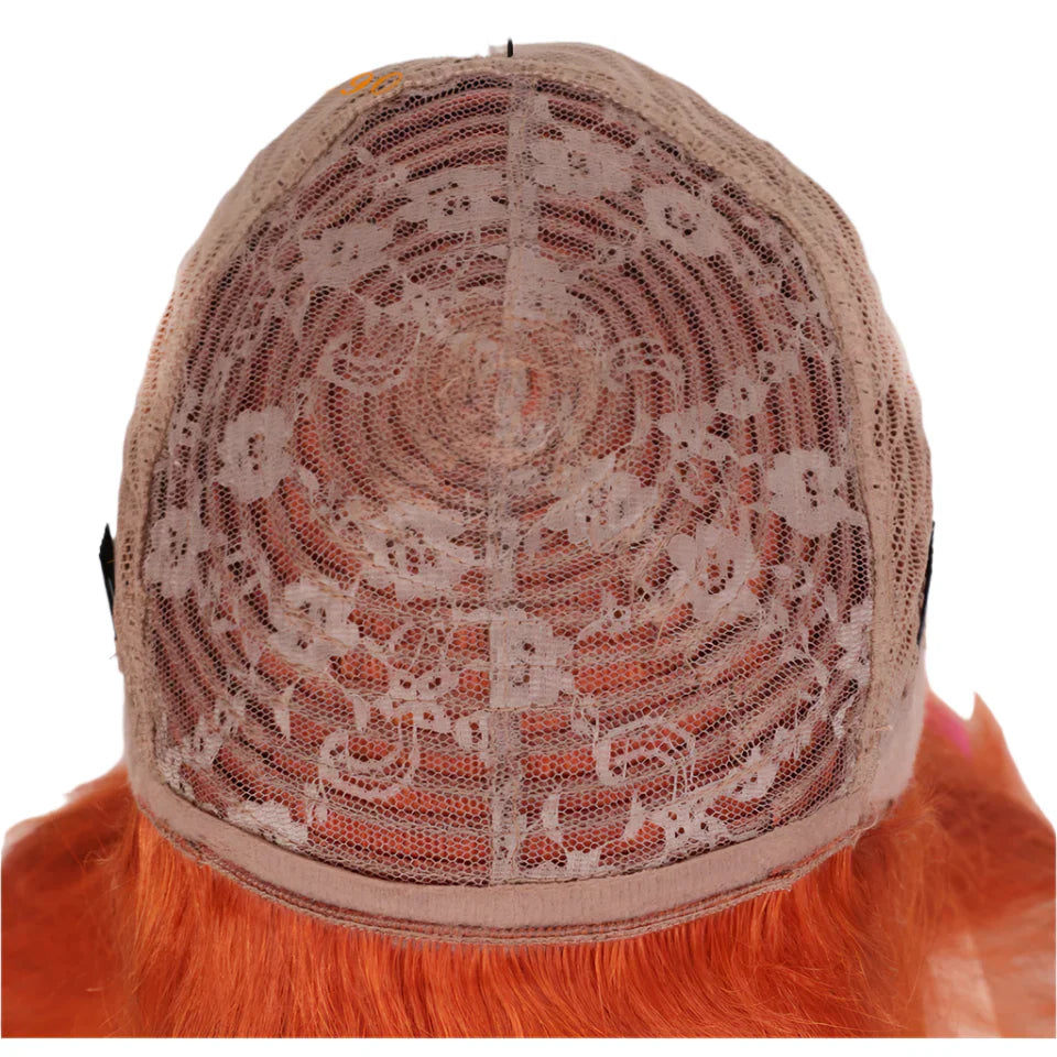 180% Density Ginger Straight Human Hair Wig with Bangs | Full Machine Made Brazilian Hair for Cosplay & Daily Wear