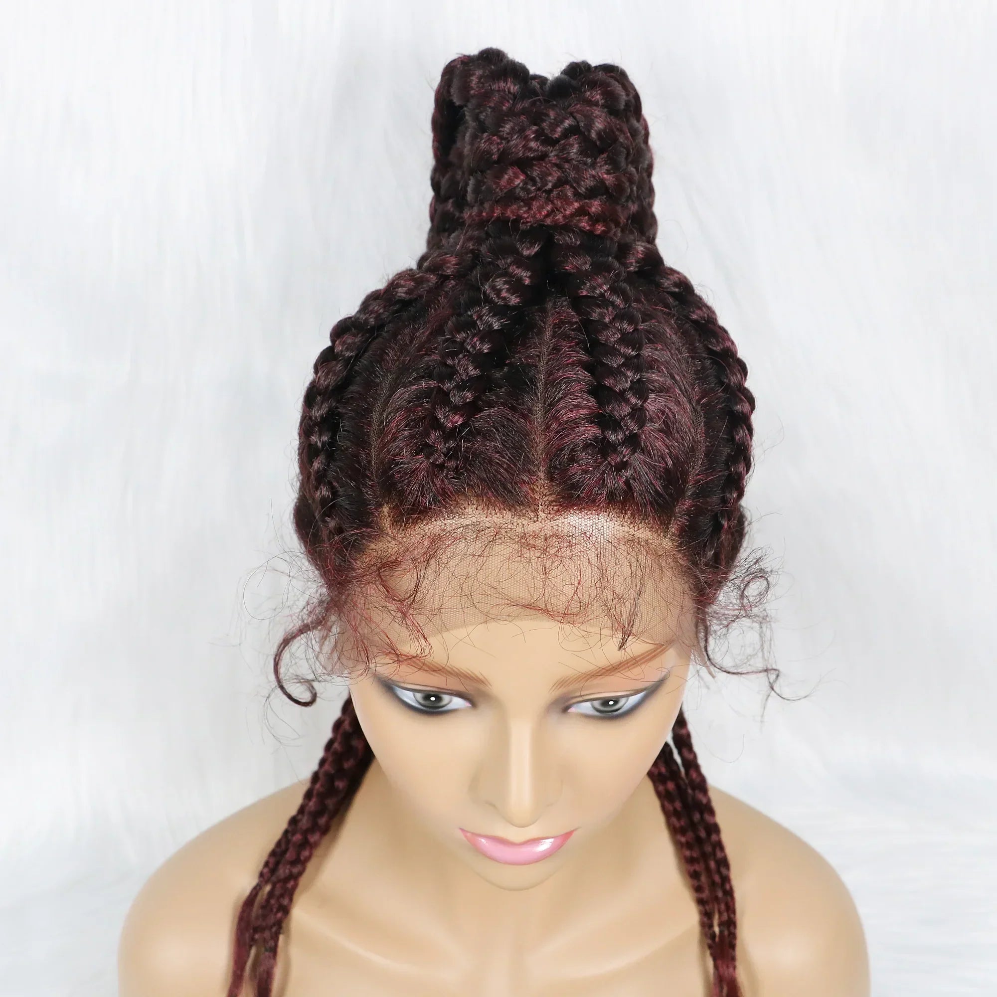 24" Box Braids 360 Lace Front Wig | Ponytail Style | Baby Hair | Synthetic African Braiding Hair