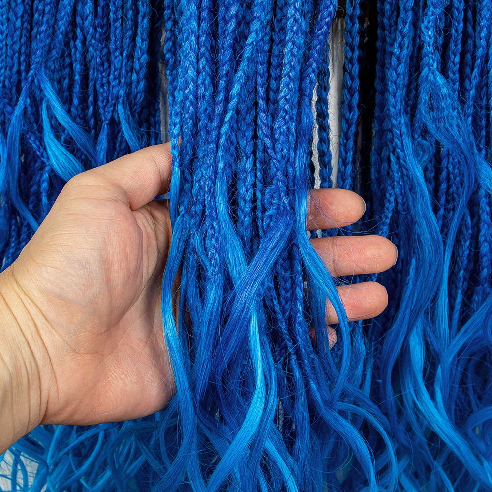 36" Water Wave Braided Wig | Lace Front | Baby Hair | Long Braids