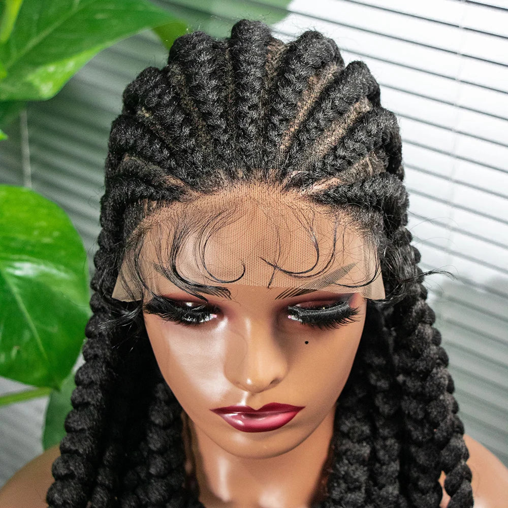 36" Cornrow Knotless Braids Wig | Full Lace Frontal | Baby Hair | Cosplay