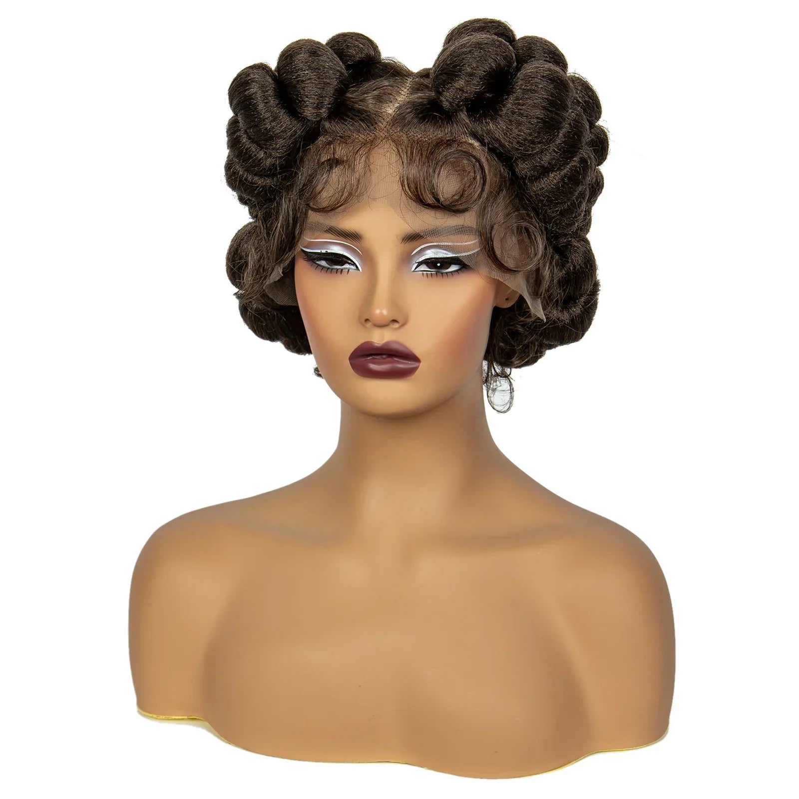 6" Short Cute Handmade Bantu Knotless Braids Wig | Transparent Full Lace