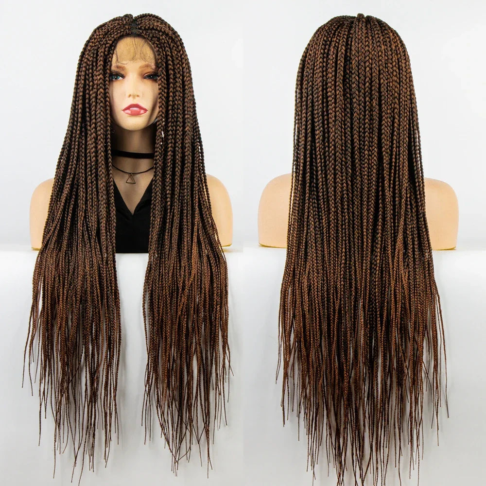 36" Knotless Box Braids Full Lace Wig | Crochet Braids | Synthetic Braiding Hair | Black Women