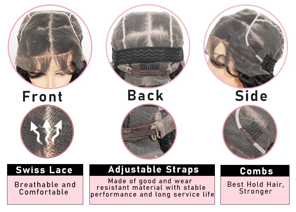 36" Hand-Tied Faux Locs Full Lace Wig | Transparent Lace | Goddess Braids | Synthetic Braided Wig