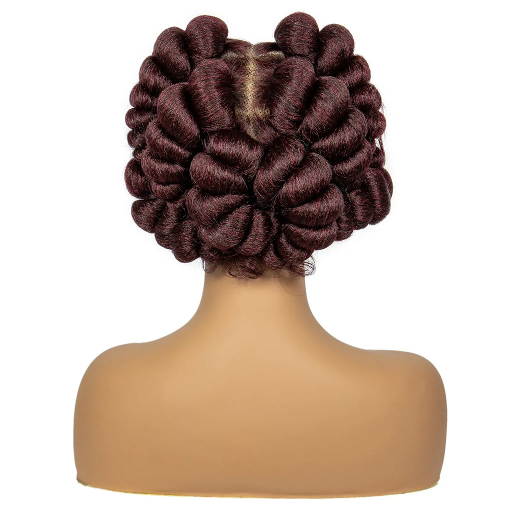 350# Ginger Orange Bantu Knotless Braids Wig | Full Lace | Baby Hair