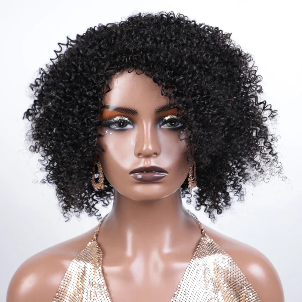Afro Kinky Curly Black & Ombre T1B/30 Human Hair Wig | Brazilian Remy Machine Made Glueless Wigs for Women (Affordable)