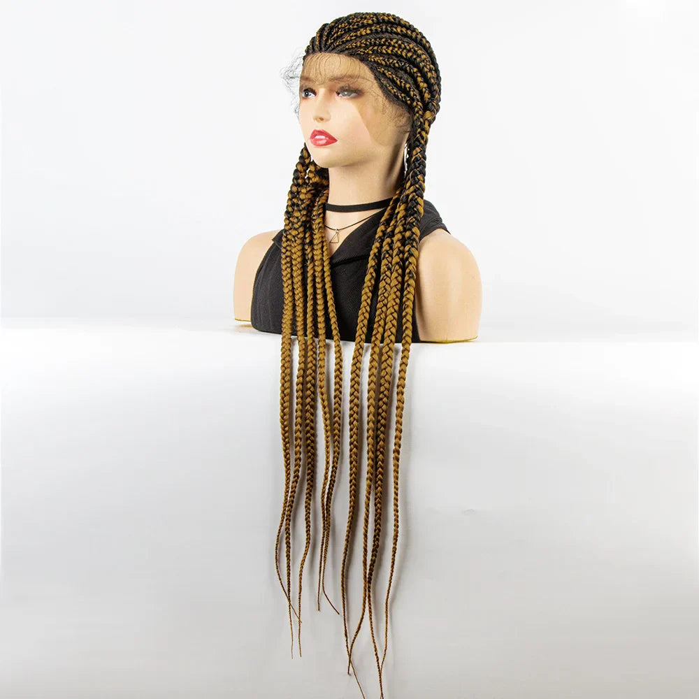 36" Long Cornrow Braids Wig | Full Lace Frontal | Baby Hair