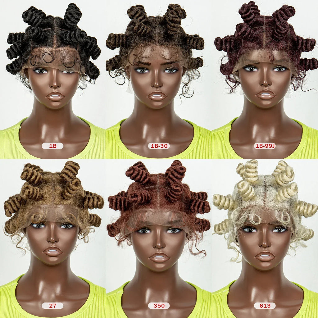 613 Blonde Handmade Bantu Knotless Braids Wig | Full Lace Frontal