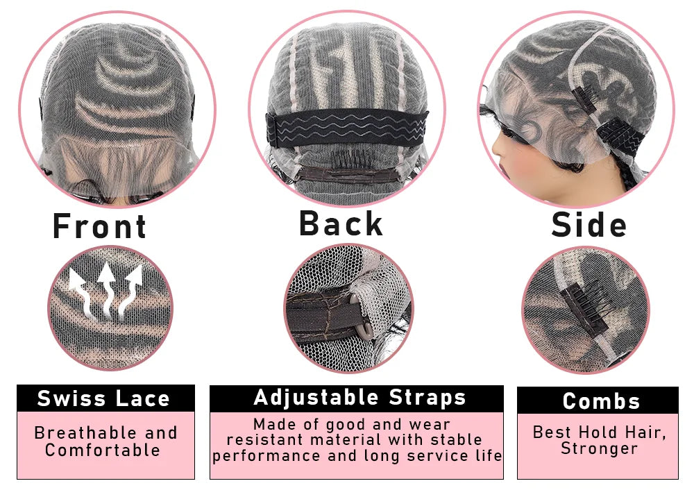 16" Full Lace Cornrow Braided Wig | Bantu Knots | Baby Hair | Synthetic Lace Frontal Braids for Black Women