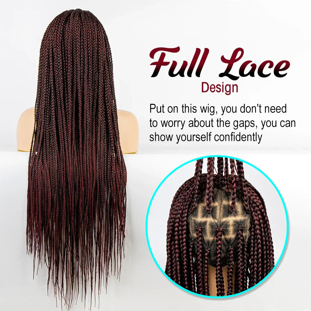 36" Knotless Box Braids Full Lace Wig | Crochet Braids | Synthetic Braiding Hair | Black Women
